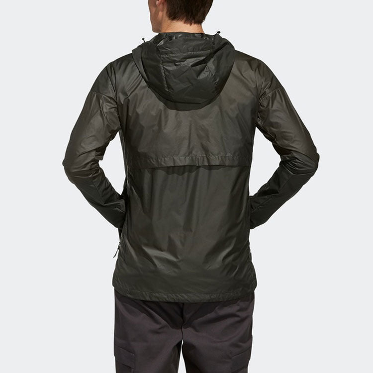 Men's adidas Logo Printing Zipper Hooded Jacket Green EH4976