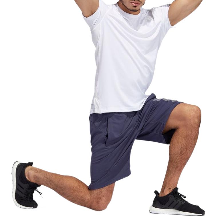 Men's adidas Logo Printing Elastic Waistband Sports Shorts Navy Blue HE6796