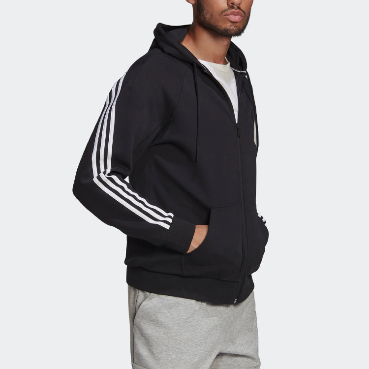 adidas Long Sleeves Zipper Hooded Jacket Black GM6450