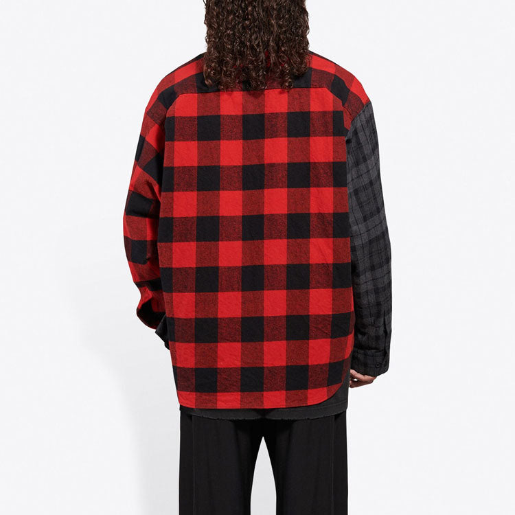 Balenciaga Patchwork Plaid Flannel Shirt 'Red Black' 647364TJM136167