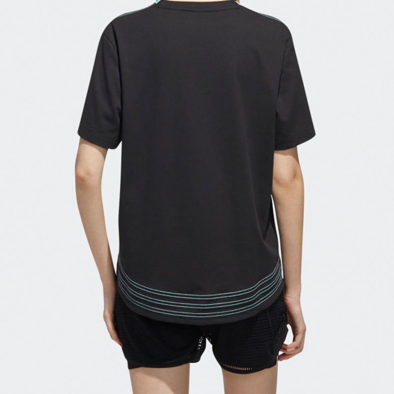 (WMNS) adidas neo AL C TSHIRT Sports Round Neck Short Sleeve Black DW7733