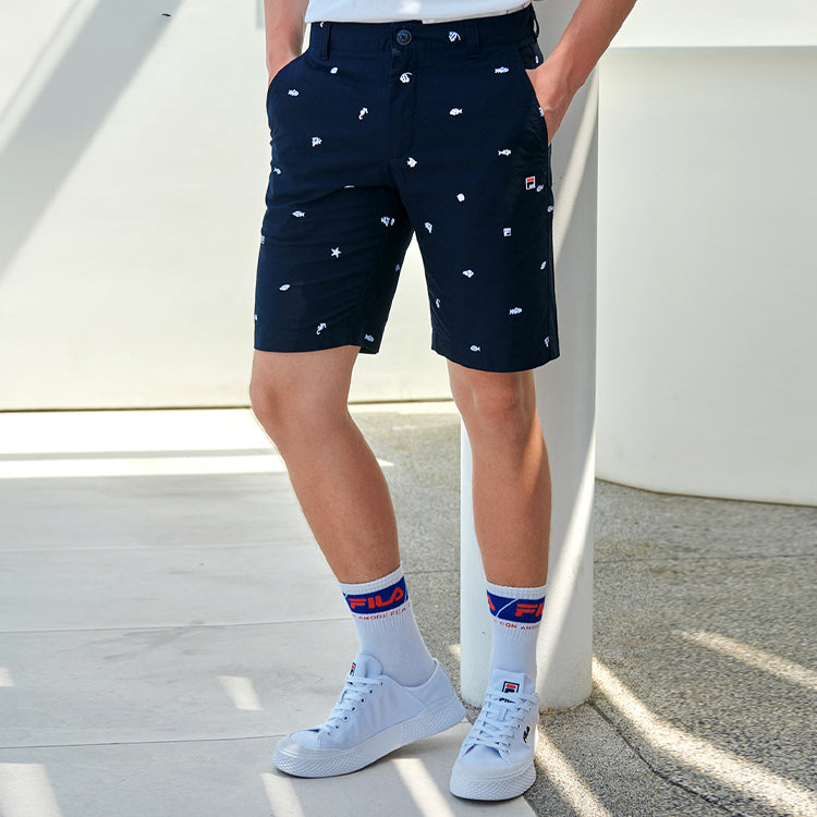FILA Loose Full Print Casual Sports Shorts Blue F61M028860F-BK