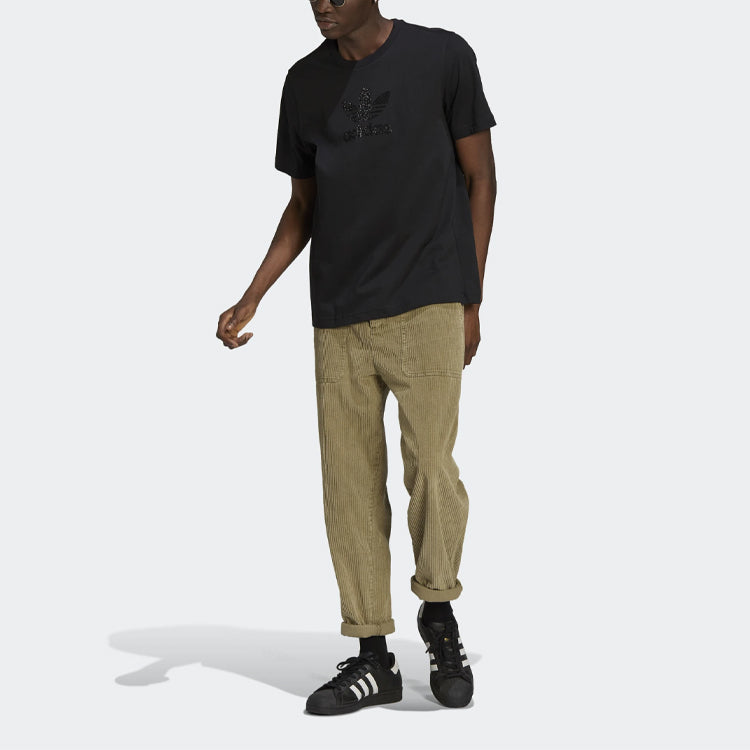 adidas originals Logo Pattern Loose Short Sleeve Black GN3646