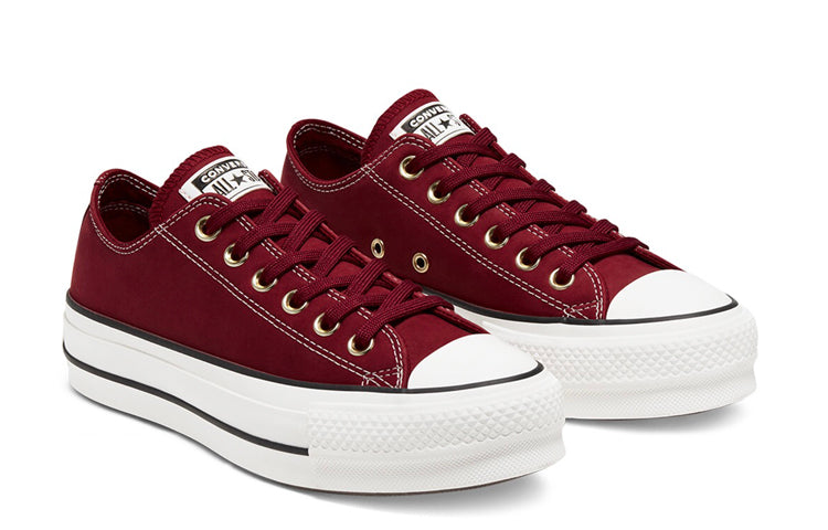 (WMNS) Converse Chuck Taylor All Star Platform Nubuck Low Top Thick Sole 'Red White' 565855C