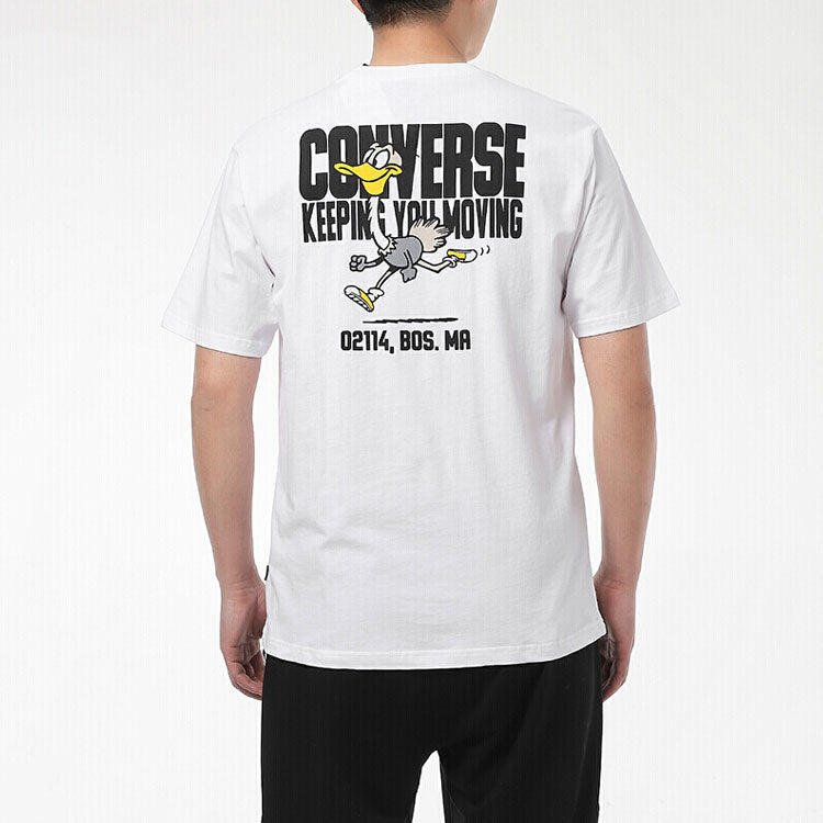 Converse Alphabet Cartoon Printing Sports Short Sleeve White 10021124-A02