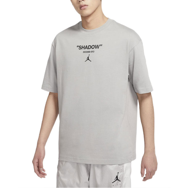 Air Jordan Solid Color Logo Alphabet Round Neck Short Sleeve Gray DV9727-062