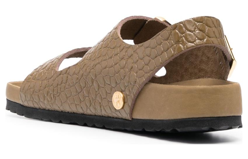Birkenstock Milano Embossed Leather Narrow Fit Sandals 'Emboss Mud Green' 1024258