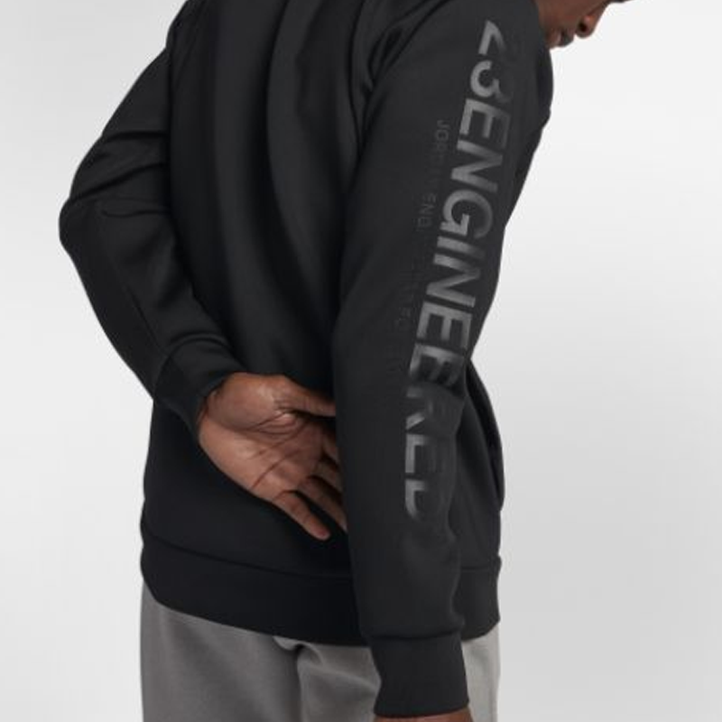 Men's Air Jordan Alphabet Pattern Long Sleeves Solid Color Cotton Round Neck Black 884026-010