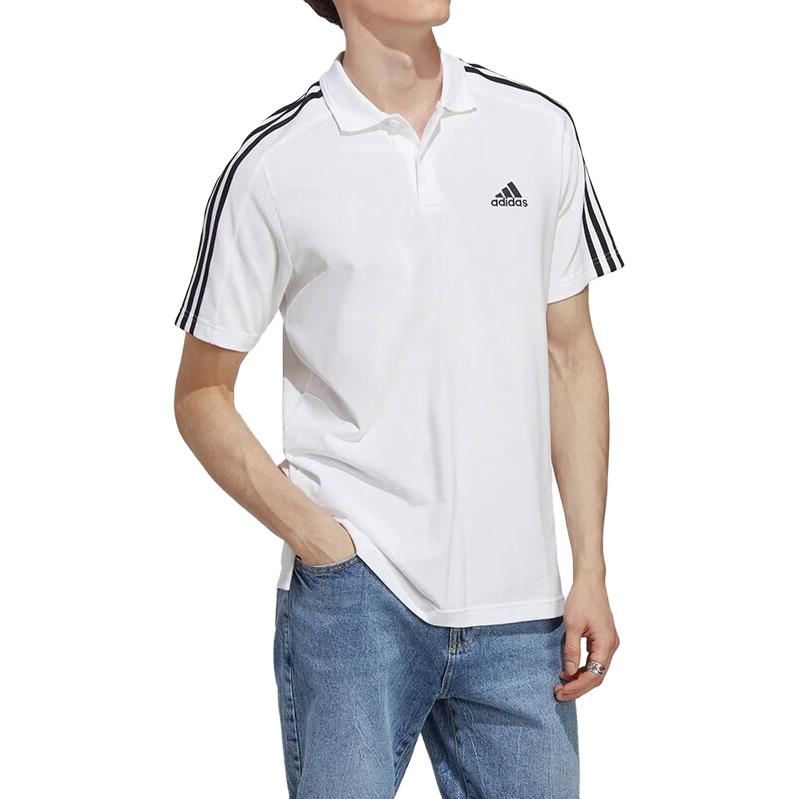 adidas Essentials Piqu Embroidered Small Logo 3-Stripes Polo Shirts 'White' IC9312