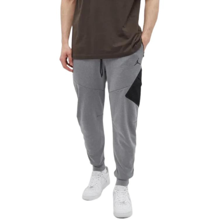 Air Jordan Splicing Lacing Elastic Waistband Sports Pants Men's Grey DA9852-091