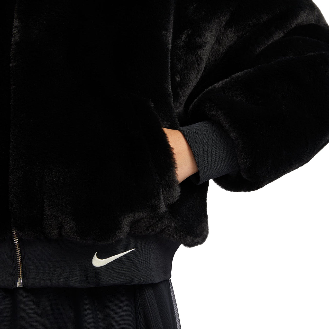 (WMNS) Nike Sportswear Reversible Faux Fur Bomber Jacket 'Black' FB8693-010