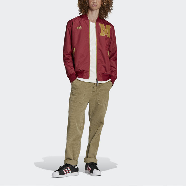 adidas Fcb Lny Bomber limited Bayern Munich Black Soccer/Football logo Jacket Brown Red H67166