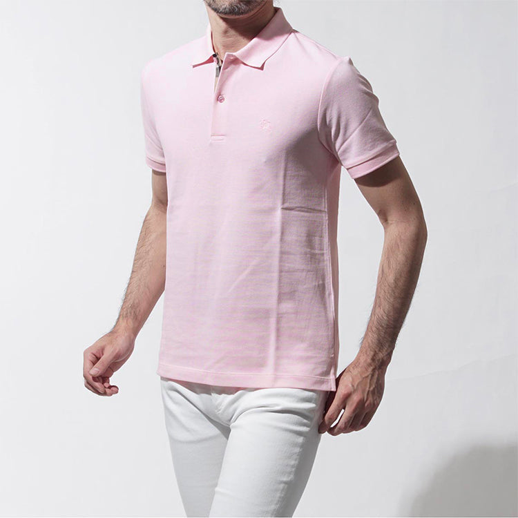 Men's Burberry Chest Micro Mark Solid Color Short Sleeve Polo Shirt Pink 39820741