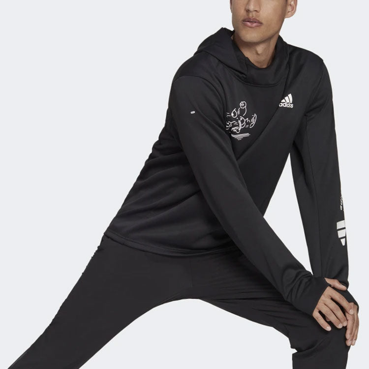 Men's adidas Pattern Printing Running Pullover Black H56313