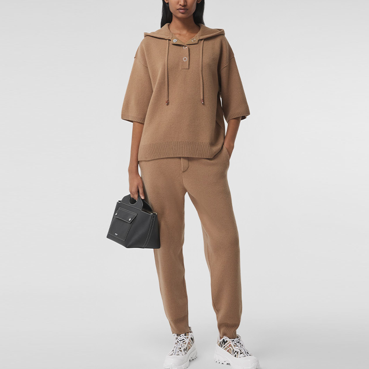(WMNS) Burberry SS21 Logo Printing Hoodie Camel 80396561
