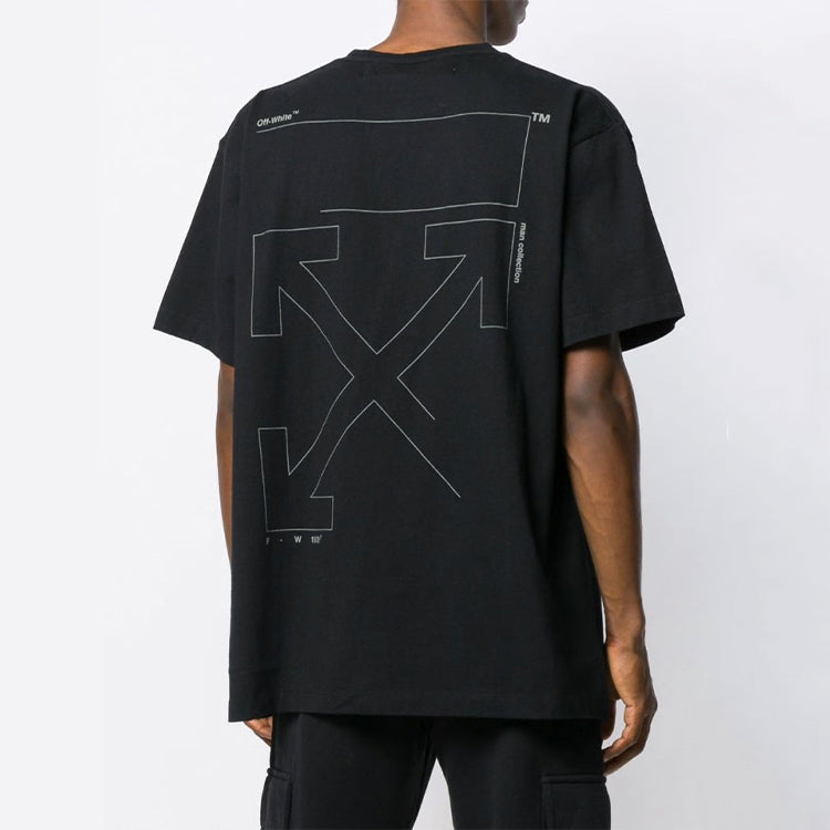 Off-White Unfinished Loose Round Neck Short Sleeve Black OMAA038E191850031091