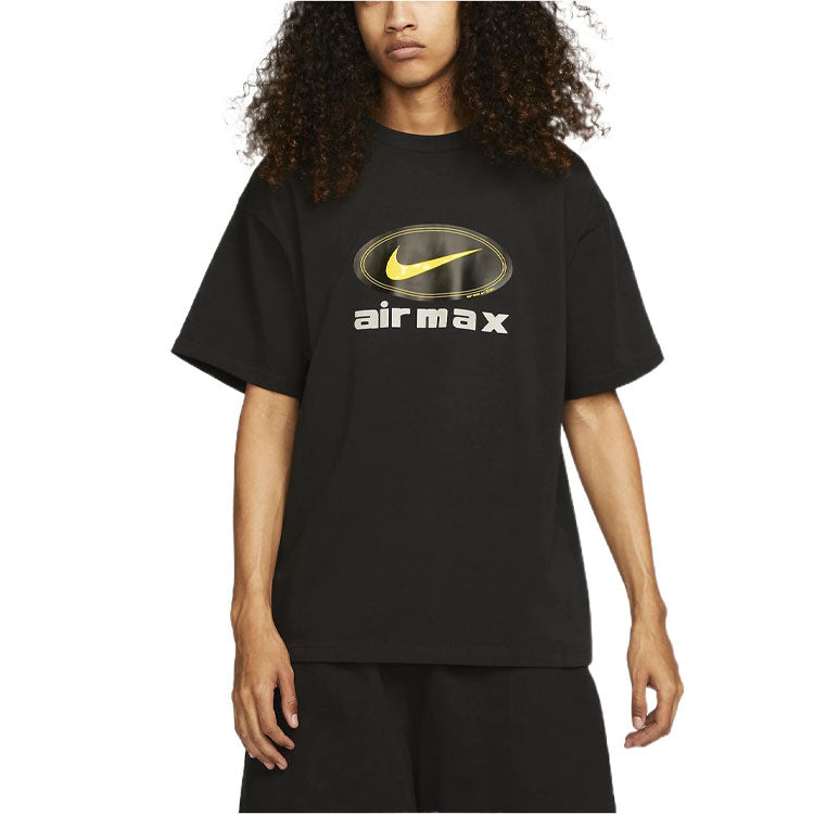 Men's Nike Logo Alphabet Printing Breathable Round Neck Short Sleeve Black T-Shirt DV9400-010