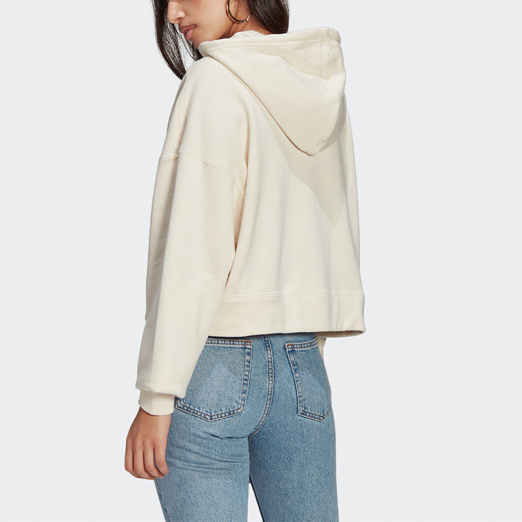 (WMNS) adidas originals Hoodie Short Sports Pullover Hoodie 'Creamy White' GP3495