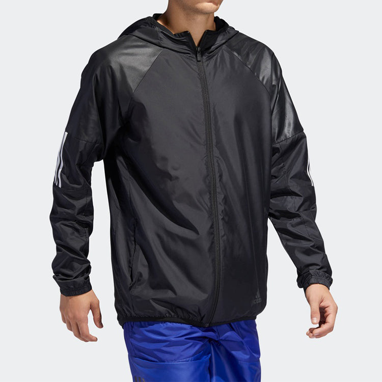 adidas M Wind Fz Jkt Training Sports Hooded Jacket Black DU1961