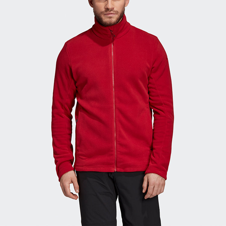 adidas Tivid Fl Jkt Solid Color Zipper Stand Collar Casual Jacket Red DZ5944