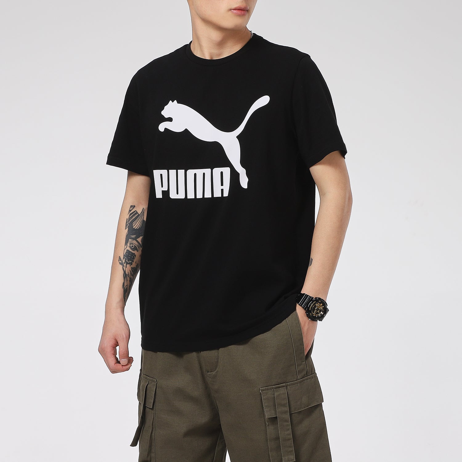 PUMA Classics Logo T-Shirt 'Black White' 532279-01