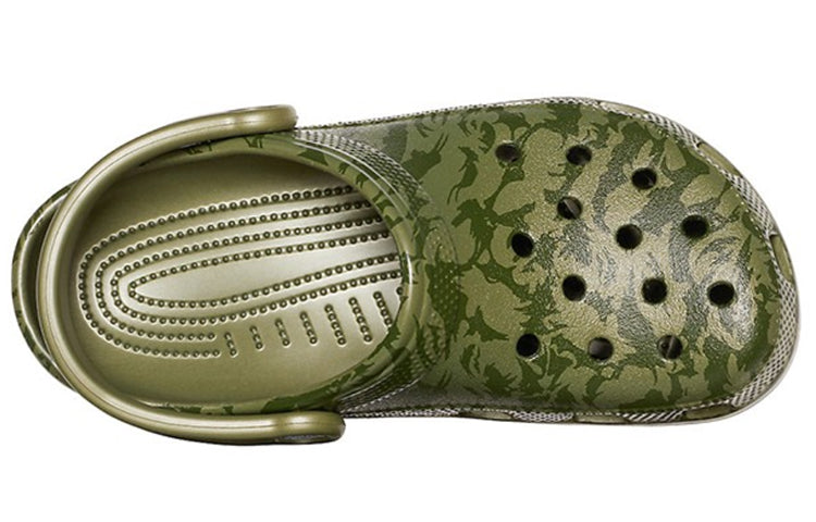 Crocs Classic Clog Camouflage Printing Beach Army Green Sandals 206454-309