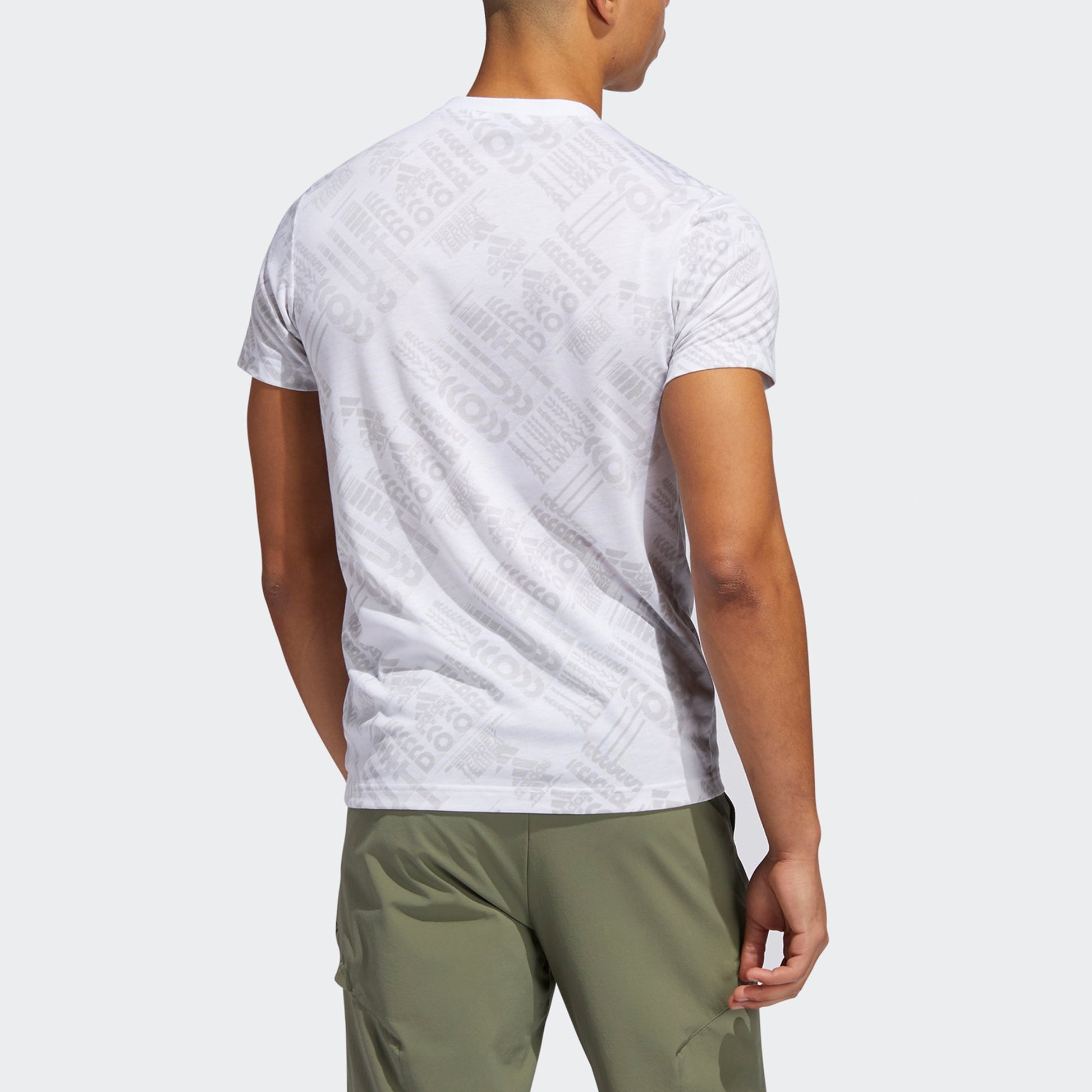 adidas Gfx Aop Tee Outdoor Sports Full Print Knit Short Sleeve White FT7987