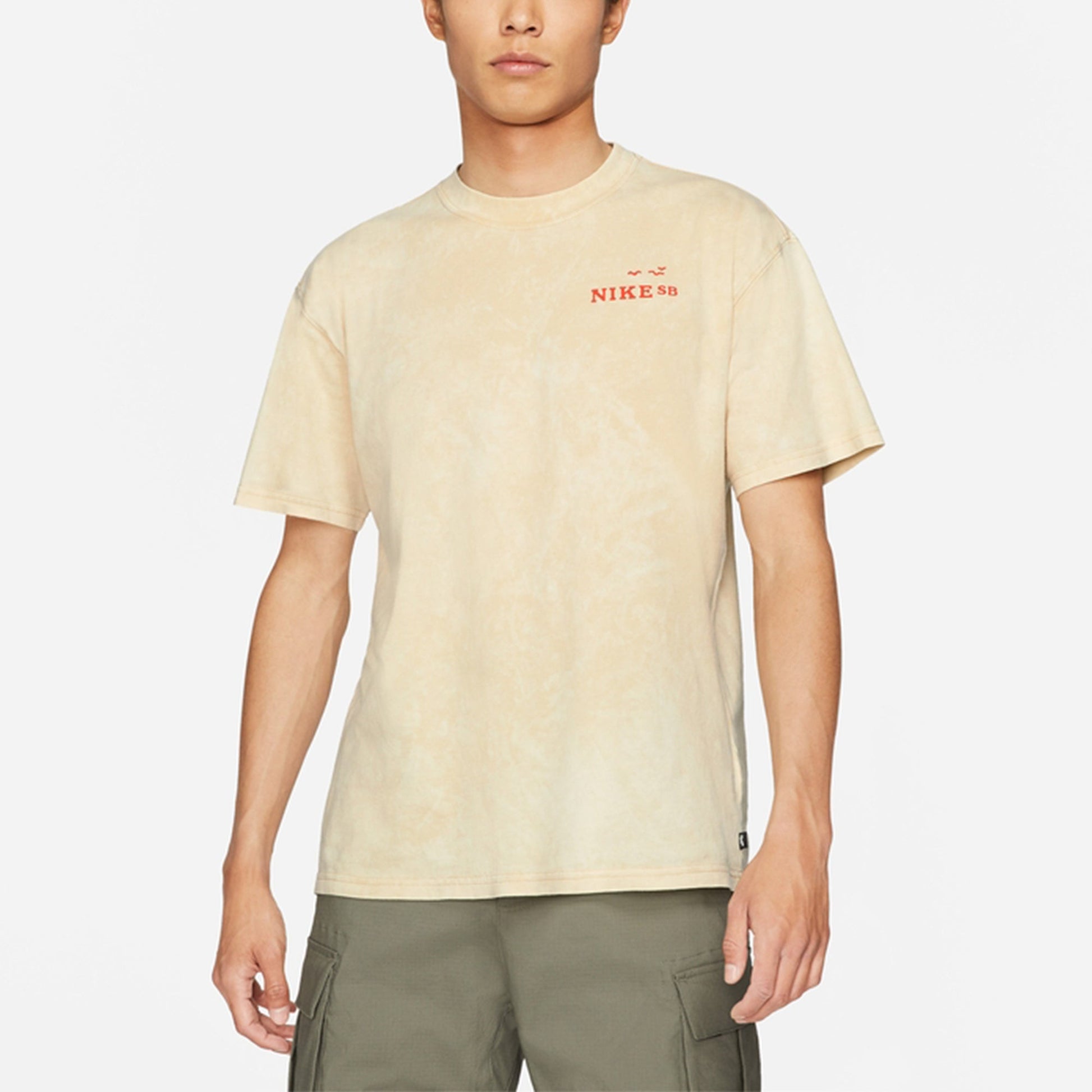 Nike SB Back Printing Washed Sports Skateboard Short Sleeve Brown DD1288-212