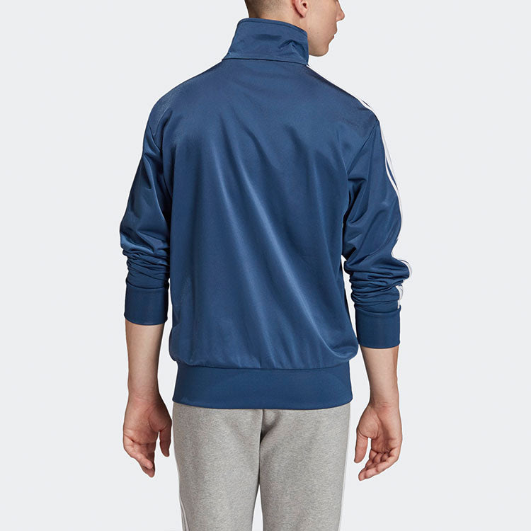 adidas originals Firebird Logo Printing Sports Stand Collar Jacket Blue FM3810