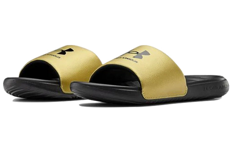 (WMNS) Under Armour Ansa Fixed Slides 'Black Metallic Gold' 3023772-006