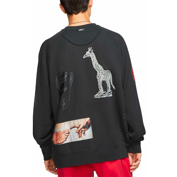Men's Nike Graffiti Printing Round Neck Black CJ5055-010