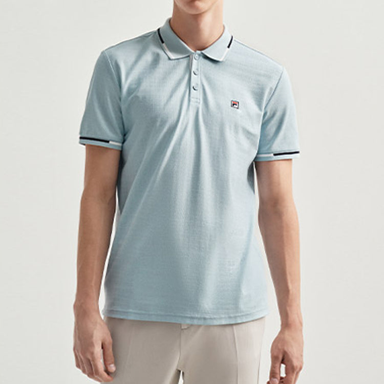 FILA Contrasting Colors Stripe Short Sleeve Polo Shirt Blue F11M031114F-LB