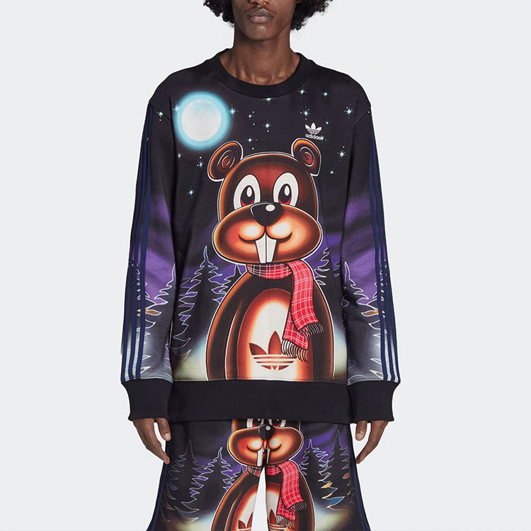 Men's adidas originals x Kerwin Frost Crossover Cartoon Full Print Sports Round Neck Pullover HG8776