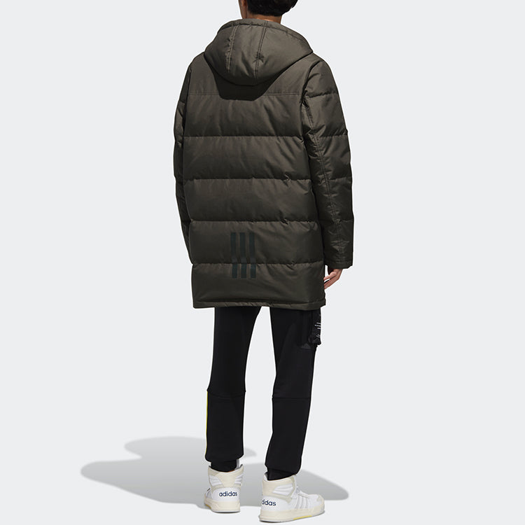 adidas neo M Wint Dwn Prka Windproof Stay Warm mid-length Sports hooded down Jacket Brown GJ8779