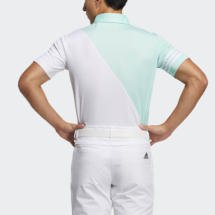 adidas Tr Polo Ss Contrasting Colors Casual Golf Short Sleeve Polo Shirt White Green Colorblock GM3660