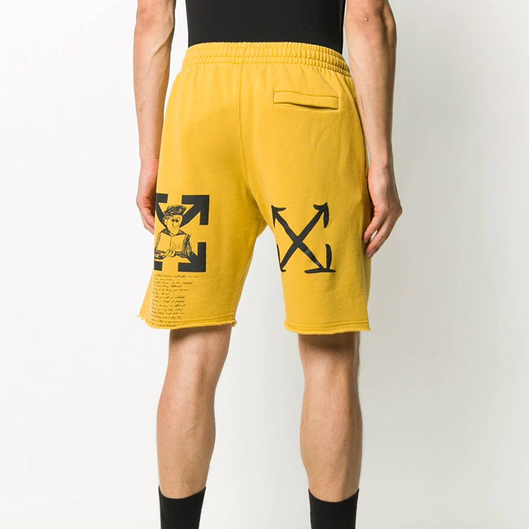 Off-White FW20 Arrows Printing Sports Shorts Men Yellow OMCI006F20FLE0031610