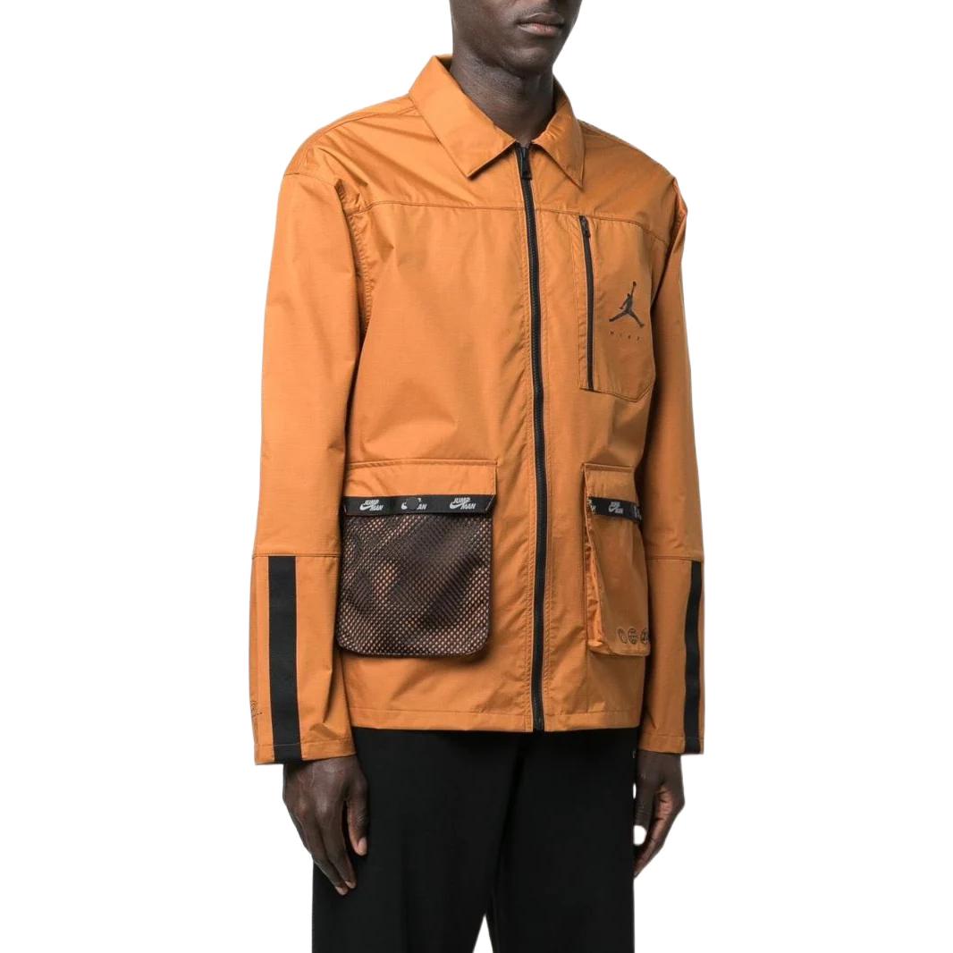 Men's Air Jordan Logo Printing Zipper Lapel Long Sleeves Jacket Orange DJ0242-241