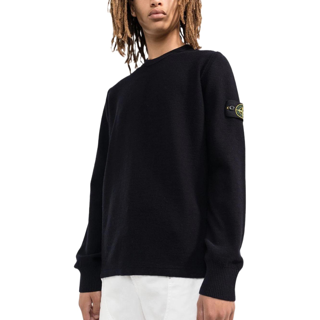 STONE ISLAND Logo Patch Sleeved Crewneck Sweatshirt 'Black' 7715526A1-V0020
