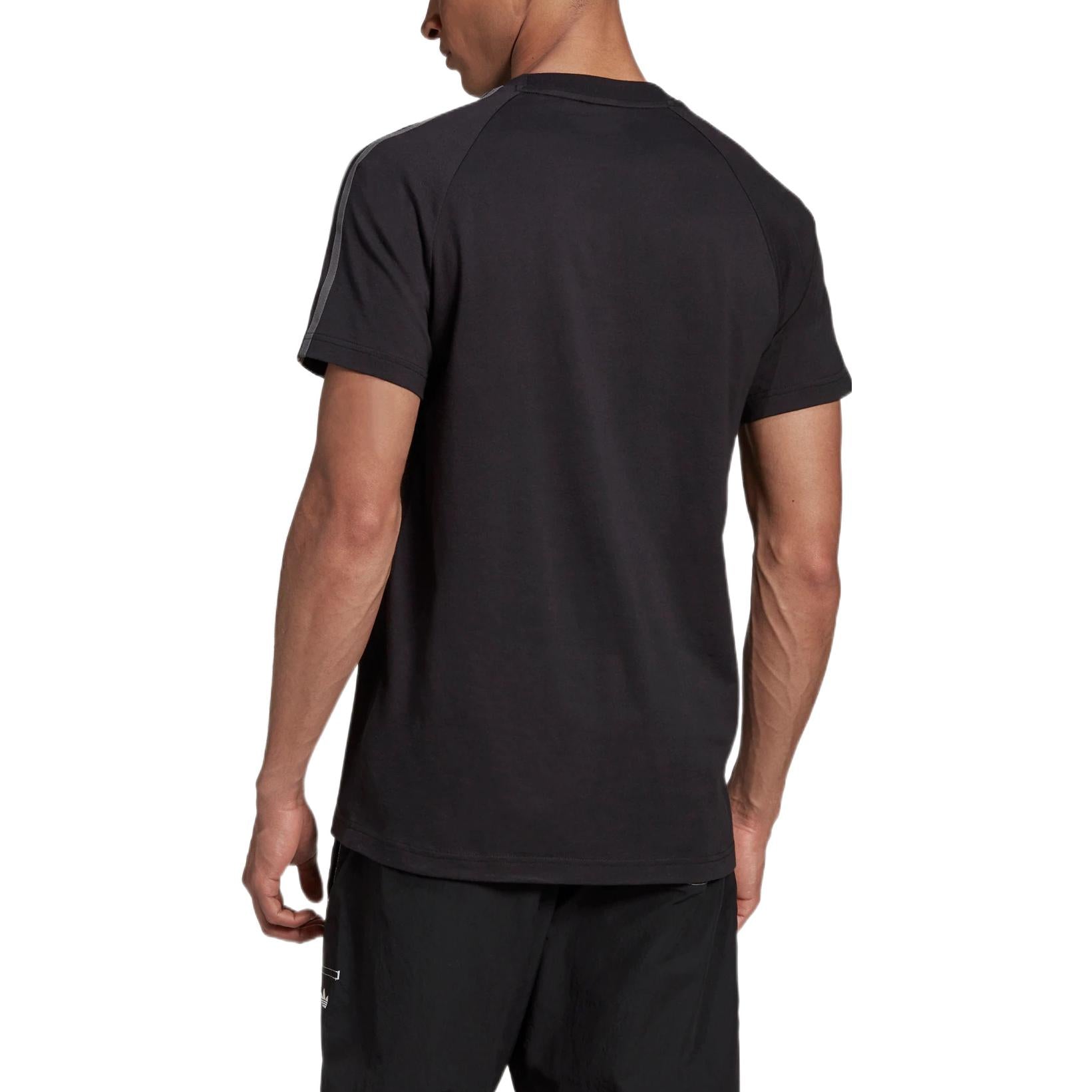 adidas originals Stripe Logo Micro Mark Round Neck Casual Short Sleeve Black GK1963