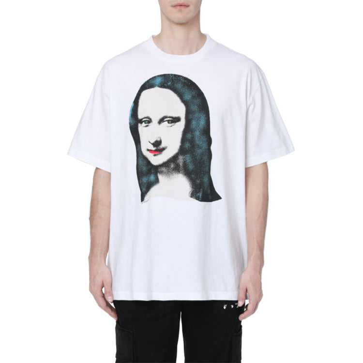 Off-White Mona Lisa Printing Large Short Sleeve White OMAA038E20JER0100110