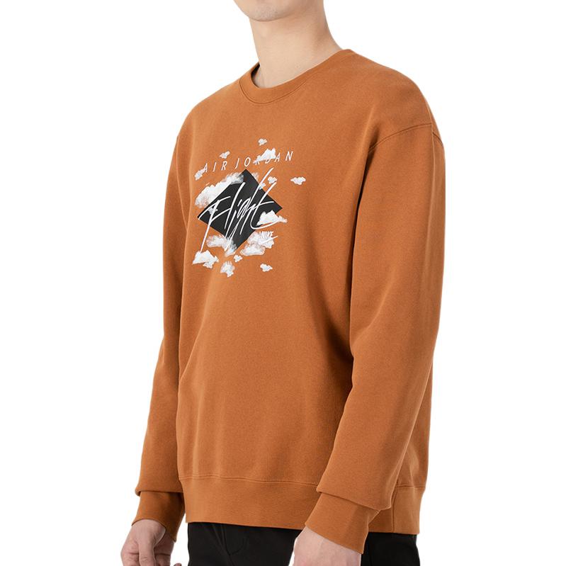 Men's Air Jordan SS22 Printing Fleece Sports Round Neck Khaki DH9036-241