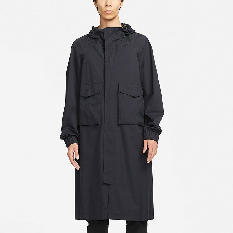 Men's Nike ESC Series Every Stitch Series Solid Color Long Sleeves Hooded Windbreaker Jacket Black DH2906-010