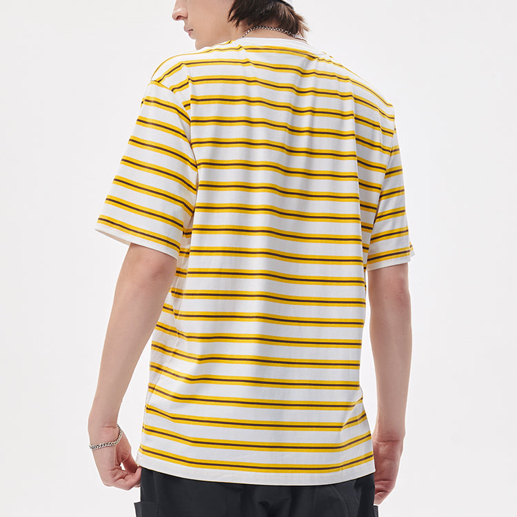 FILA FUSION x Jeremyville Crossover Contrasting Colors Stripe Printing Loose Short Sleeve Couple Style Yellow T11U139108F-WT
