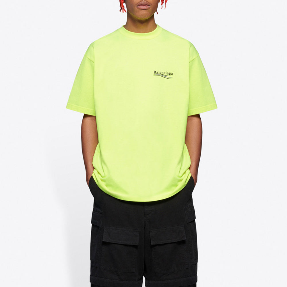 Men's Balenciaga Logo Printing Short Sleeve Yellow 641675TJVF77110