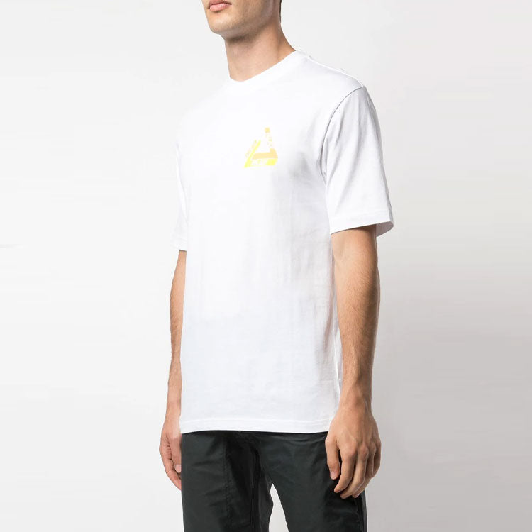 PALACE Tri-Shadow Christmas Limited Yellow Colorblock Triangle Logo Round Neck Short Sleeve White T-Shirt P15TS242