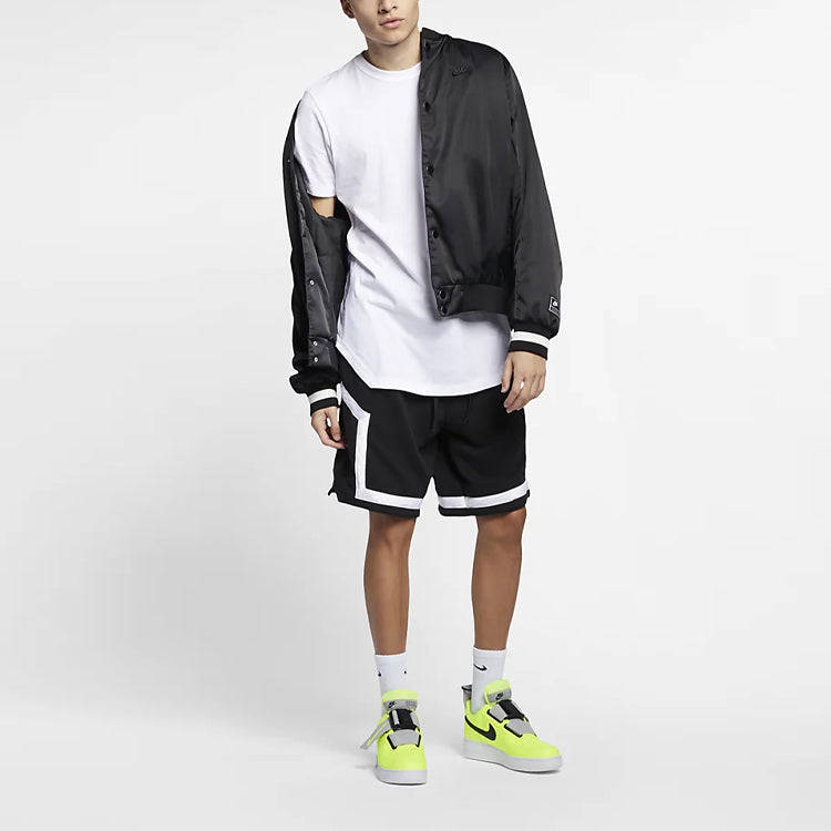 Men's Nike Air Solid Color Logo Woven Sports Baseball Jacket Black AR1838-010