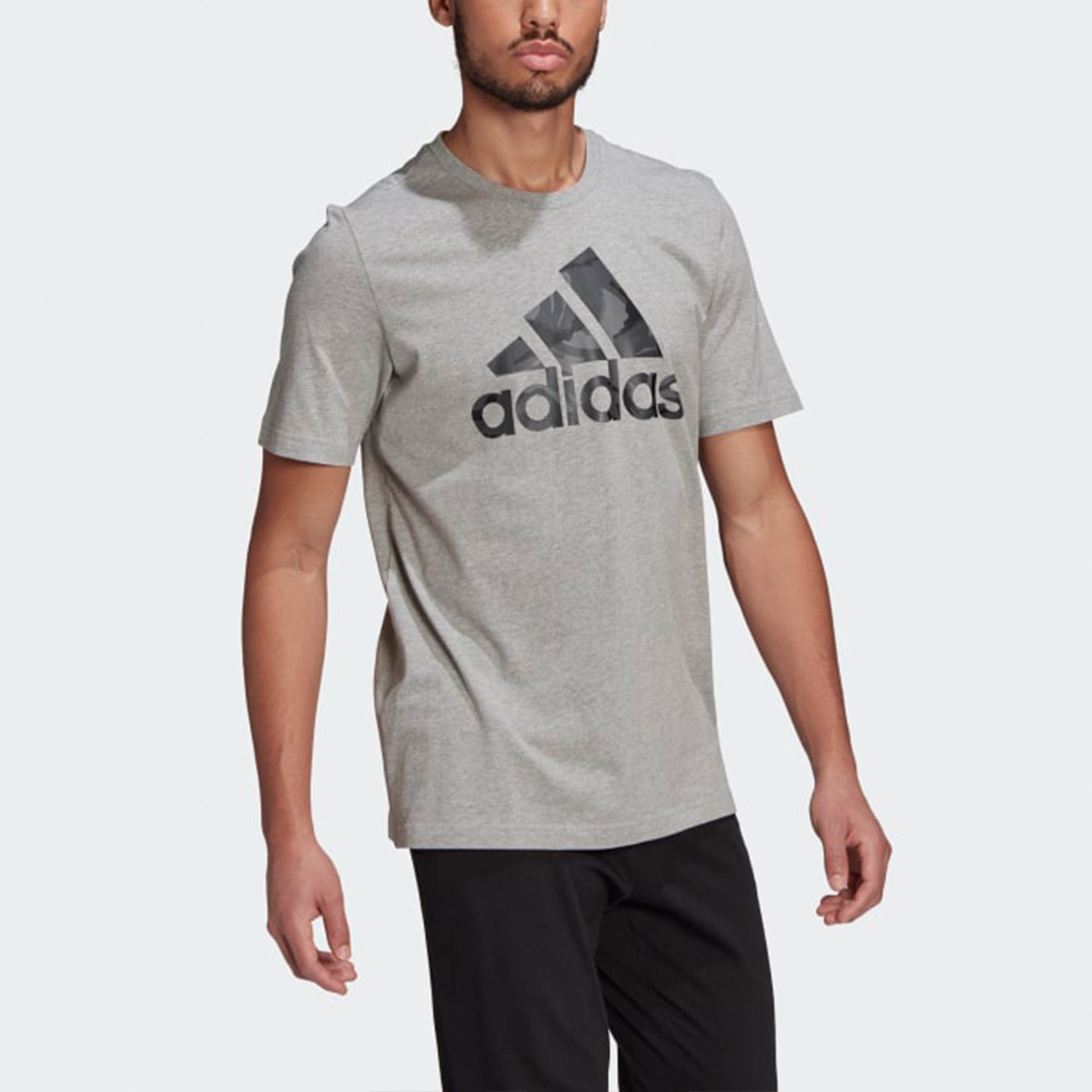 adidas Casual Sports Camouflage Alphabet Logo Printing Short Sleeve Gray GK9637