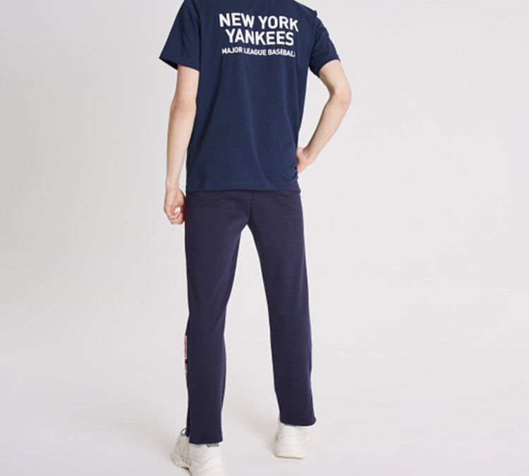 MLB Unisex NY/LA New York Yankees Embroidery Logo Round-neck Tee Blue 31TS21931-50N