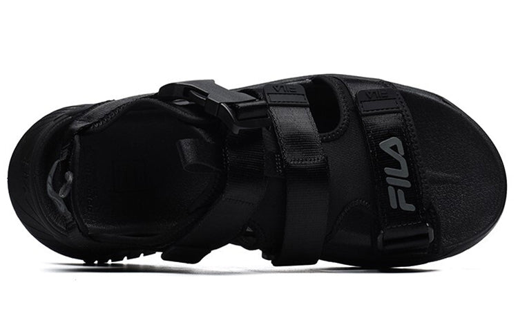 FILA Athletics Velcro Open Toe Flat Heel Sports Black Sandals A12M122607FFB