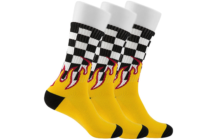 Vans Flame Check Crew Multi Socks 'Yellow Black White' VN0A4TQHZIA
